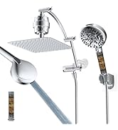 Hibbent 5-spray Dual Filtered Rainfall Shower Head Combo, High Pressure 13'' Showerhead with 10 S...