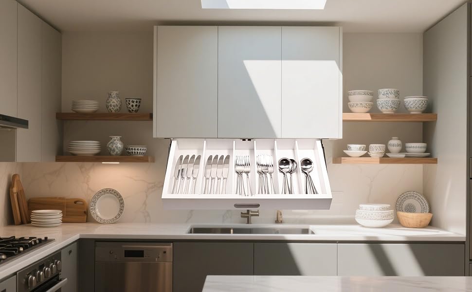 pull down silverware rack