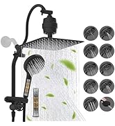 Hibbent 10-mode Handheld Spray, Dual Showerhead Combo with High Pressure Rainfall Shower Head, Black