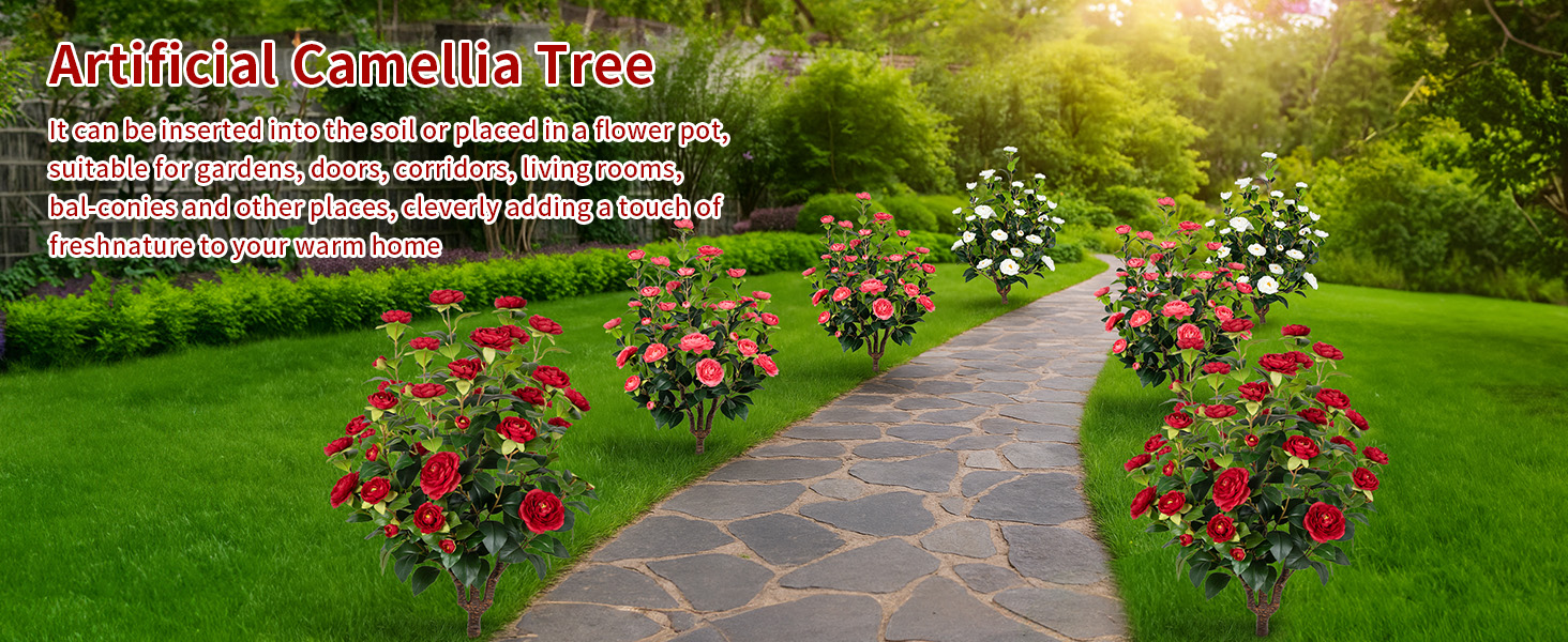 Artificial Camellia Tree with Ground Spike