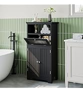 ChooChoo Bathroom Floor Storage Cabinet with Flip Glass Drawer, Bathroom Cabinets Freestanding wi...