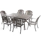 Gardenised Bronze Indoor and Outdoor Dinning Set 4 Chairs with 1 Table Bistro Patio Cast Aluminum...
