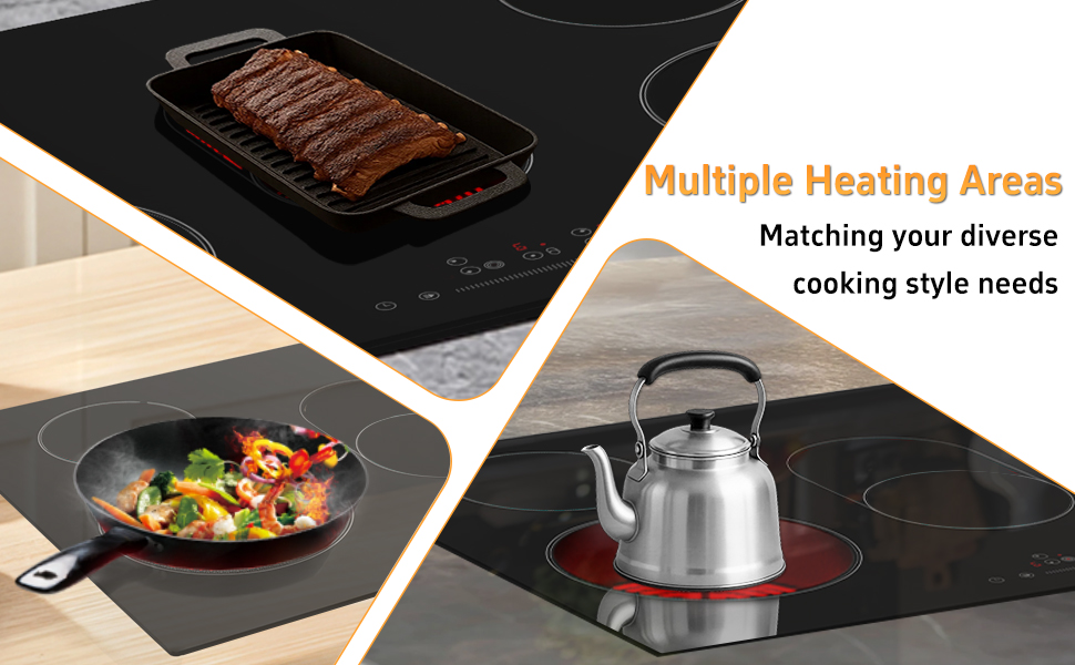 8600W high power 220V - 240V hardwired install design 30 inch electric cooktop