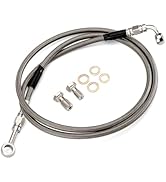 Mofun Chrome Throttle and Idle Cable Kit & Clutch Cable & Non-ABS Hydraulic Front Brake Line Comp...