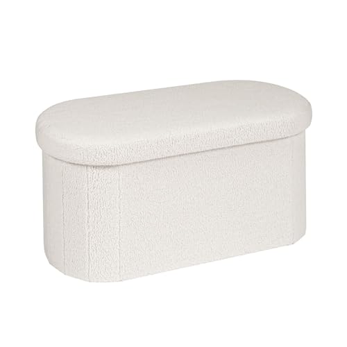 Foot Rest Bench with Storage Ottoman for Living Room-White