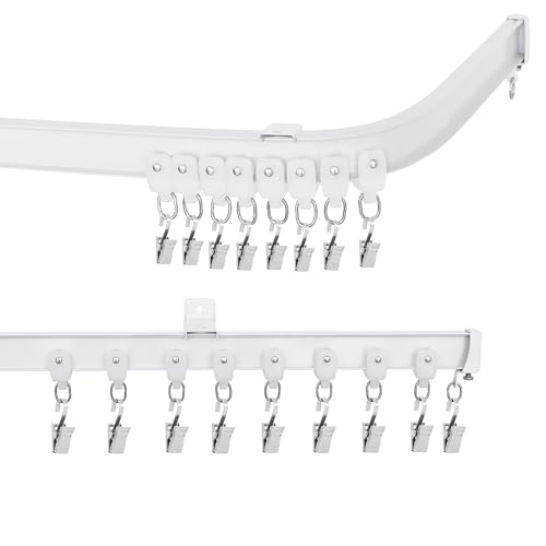 Room Divider Curtain Rod Tracks Ceiling or Wall Mount with Clips
