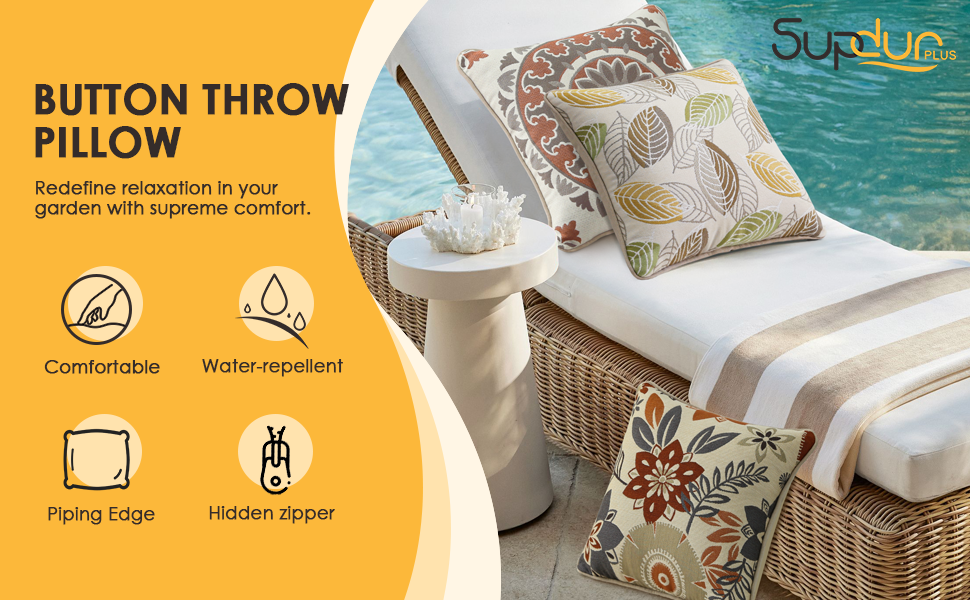 Outdoor throw pillow, garden decor, comfortable cushion