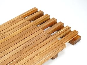 wood shower mat