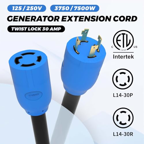 4 Prong NEMA L14-30P/L14-30R Generator Extention Cord