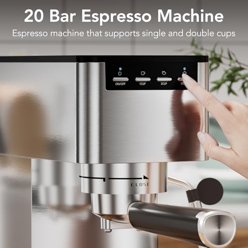 Stainless Steel Coffee Machine with 40.5oz Removable Water Tank for Espresso