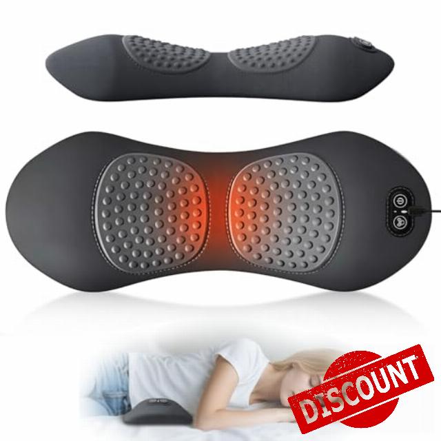 3-in-1 Powered Lumbar Pillow with Airbag & Heat | Adjustable Height for Bed & Chair | Back Support & Massage Pillow for Relaxation (Black)