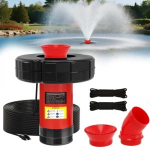 1HP 15000 GPH Powerful Floating Pond Fountain Pump with Stainless Steel Body and 100ft Power Cord (Red)