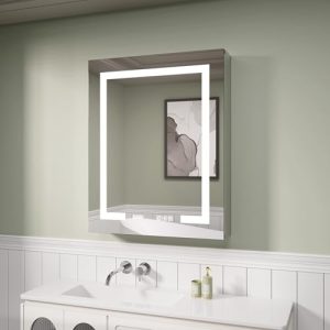 24 x 30 Inch Recessed/Surface Wall Mount LED Lighted Medicine Cabinets for Bathroom with Storage