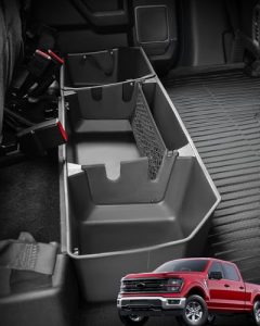 Rear Under Seat Organizer Tool Box Car Accessories for Ford F-150 F250 F350 F450 F550 Super Duty(w/Detach Bin & Mesh Net)