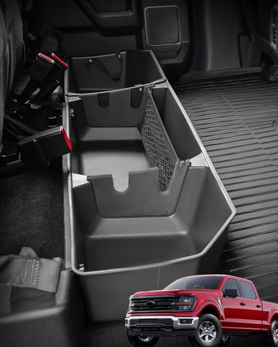 Rear Under Seat Organizer Tool Box Car Accessories for Ford F-150 F250 F350 F450 F550 Super Duty(w/Detach Bin & Mesh Net)