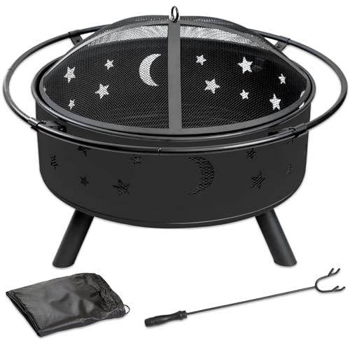 2 in 1 Metal Round Firepit for Outside Bonfire Party