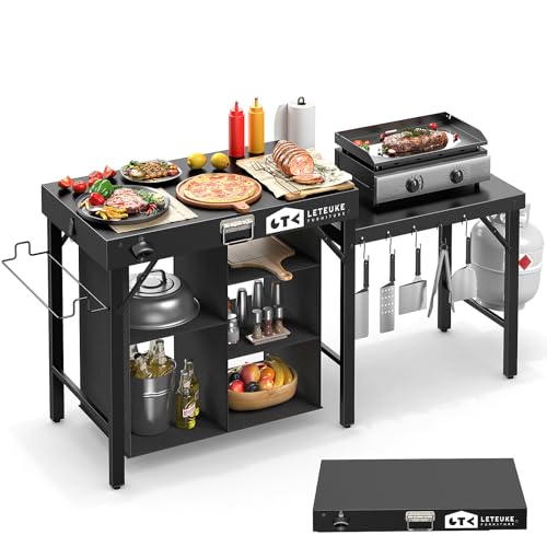 Portable Foldable Grill Table with Storage Fits Ninja