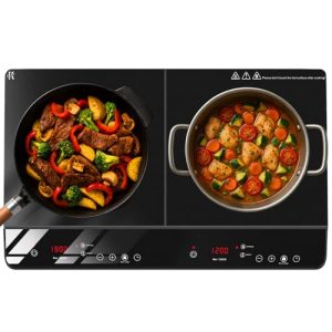 1800W Portable Induction Cooktop 2 Burner with 9 Temp & Power Independent Touch Control