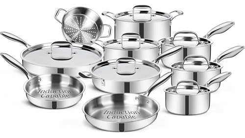 3 Ply 17 Piece Stainless Steel Pot and Pan Set