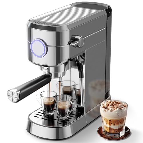 Compact 1350W Espresso Maker with Steam Milk Frother
