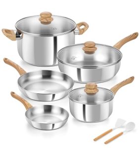 Professional 18/10 Stainless Steel Pots and Pans Set with Cool-Touch Handles