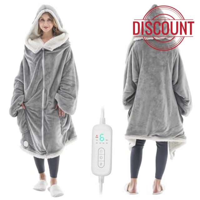 Wearable Heated Blanket with Zipper Design