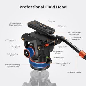 Silky-Smooth Fluid Head Tripod for Video Stable Tripod Head Mount Max Load 22lbs/10kg