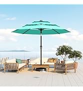Patio Kingdom 10FT Patio Umbrella 3 Tiers Outdoor Market Umbrella w/Push Button Tilt, Crank, UV a...