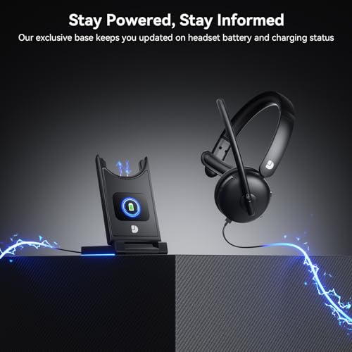 65H Worktime&Fast Charge Bluetooth Headphones for Work/PC/Computer/Call Center/Teams/Zoom