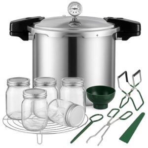 6 Canning Supplies with Pressure Panner Stainless Steel Steam Rack Gauge for Canning