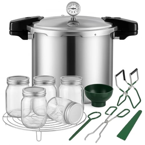 6 Canning Supplies with Pressure Panner Stainless Steel Steam Rack Gauge for Canning