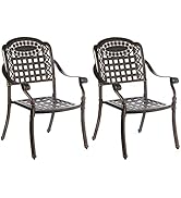 Gardenised Bronze Indoor and Outdoor Dinning Set 2 Chairs with 1 Table Bistro Patio Cast Aluminum...