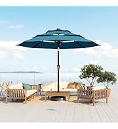 Patio Kingdom 10FT Patio Umbrella 3 Tiers Outdoor Market Umbrella w/Push Button Tilt, Crank, UV a...