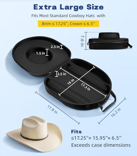 Waterproof Hard Case Can Storage for Fedora Panama Tweed Cap Holder Organizer Carrier with Adjustable Carry Strap