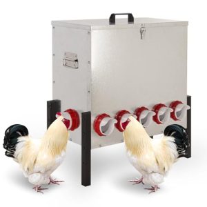 Large Capacity Metal Chicken Coop Feeder with 12 Feed Ports