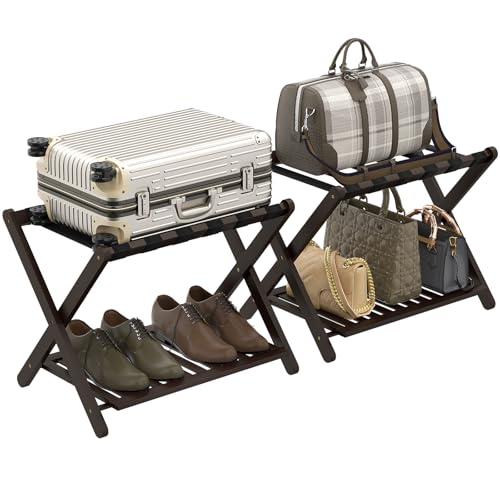 Bamboo Folding Suitcase Stands for Guest Room