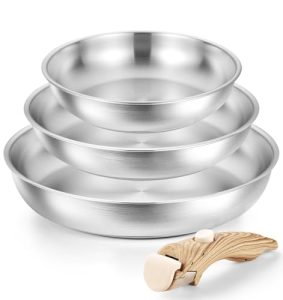 18/10 Stainless Steel Pan Set with Stylish Removable Handles