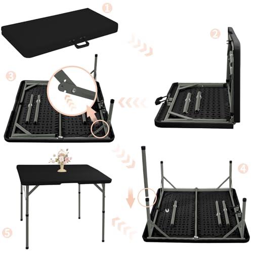 HDPE Plastic Tabletop with Metal Frame(Black)