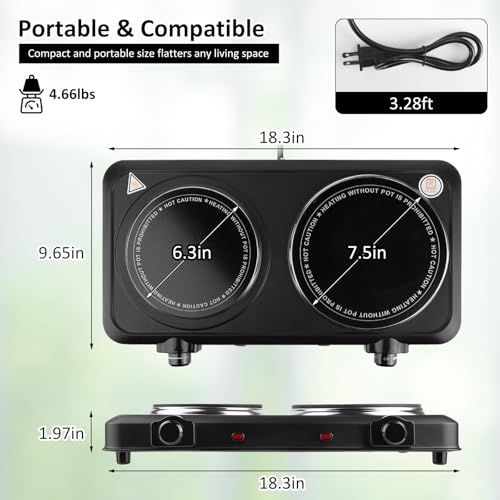 Stepless Temperature Adjustments for Home RV Camping Cooking (Double Burner)