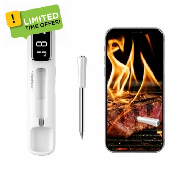 Wireless Meat Thermometer Digital with Clear White LED Display