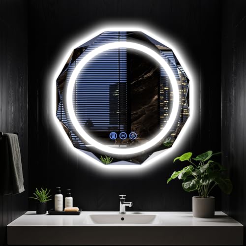 24"x24" Bathroom Mirror with Lights Touch Control