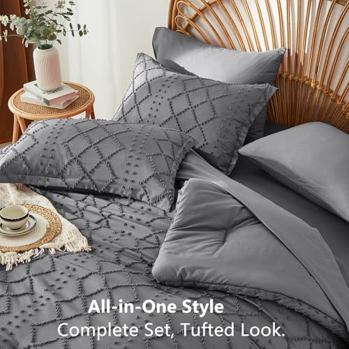 All Season Soft Microfiber Complete Bedding Set(Dark Grey