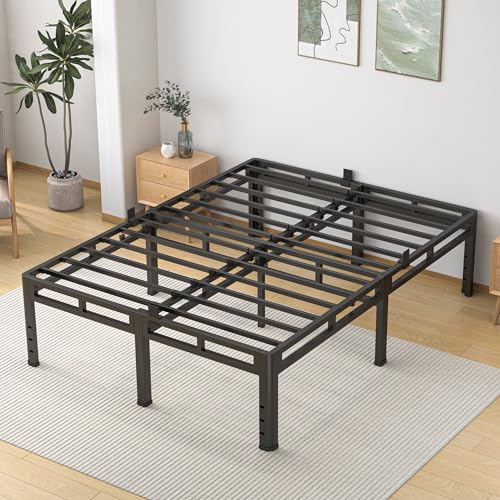 Metal Bed Frame & Box Spring 2 in 1 Platform with Round Corner Legs