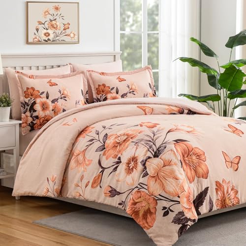 Elegant Flower Pattern Comforter Set with Sheet