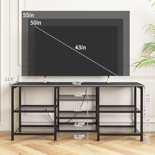 Power Outlet and LED Lights Open Storage Shelves