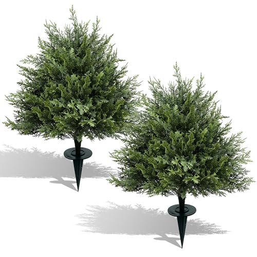 Set of 2 Faux Cedar Bushes