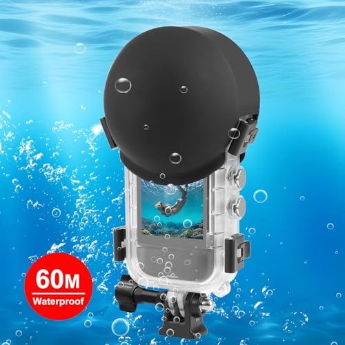 FotStdio Insta 360 X5 Waterproof Case 196ft Underwater Diving Housing Cover with Lens Guard Protective Sealed Shell Photography Housings Action Camera Accessories