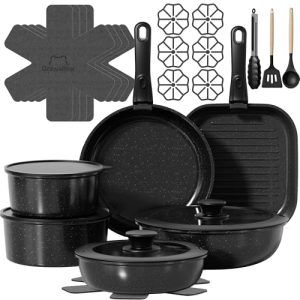 Ceramic Cookware Set Non Toxic with Detachable Handles