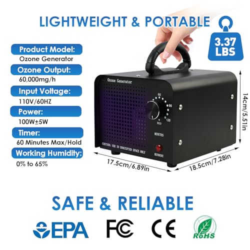 000mg/h - High Capacity Air Purifier Deodorizer for 4000 sq ft