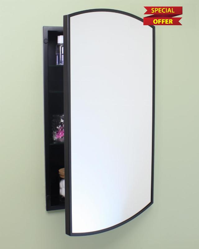 16x26 Harper Crescent Metal Framed Rectangle Recessed Bathroom Medicine Cabinet